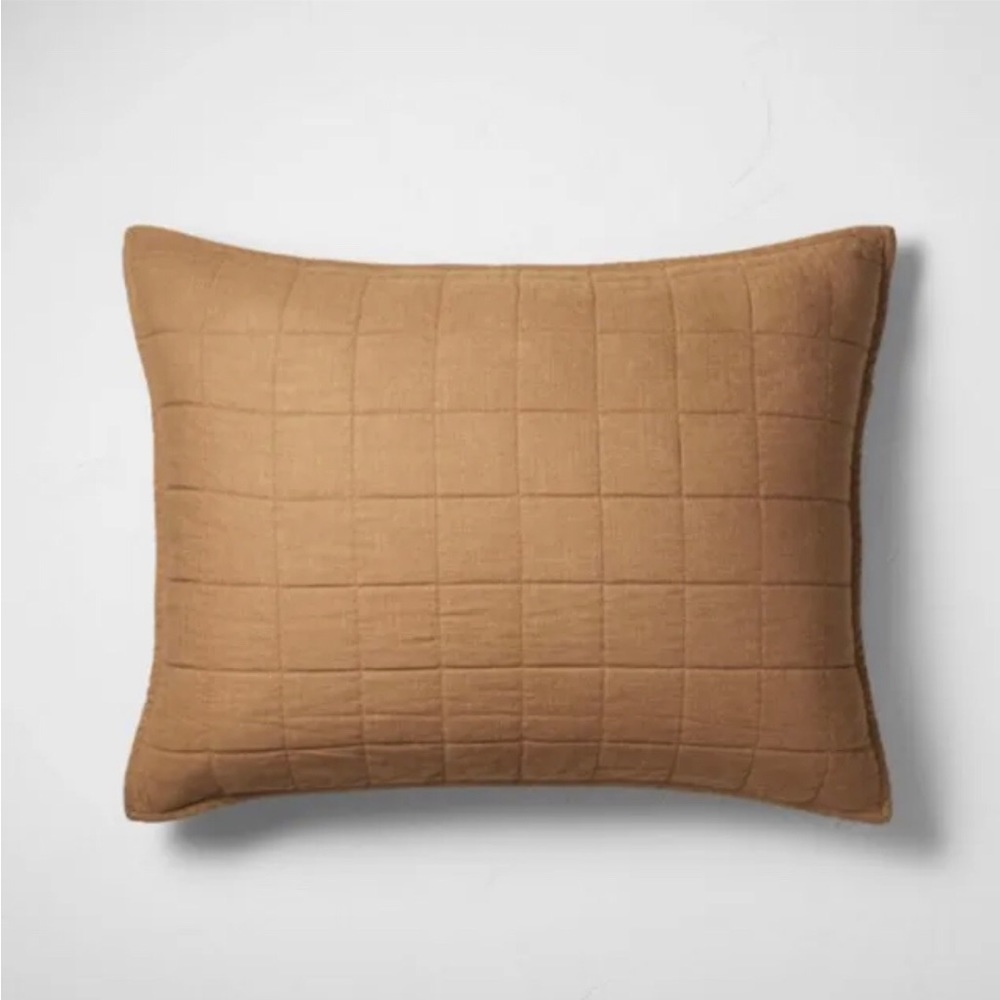 Casaluna Standard Heavyweight Linen Blend
Quilt Pillow Sham Warm Brown NWT
